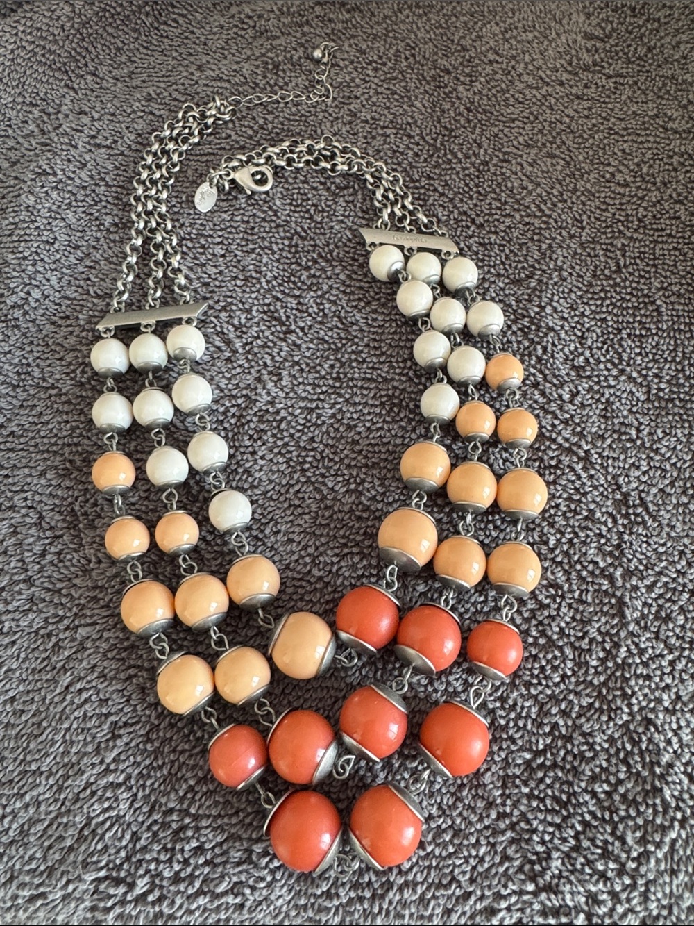 Lia Sophia Multi-Row Beaded Necklace in Cream, Peach & Coral